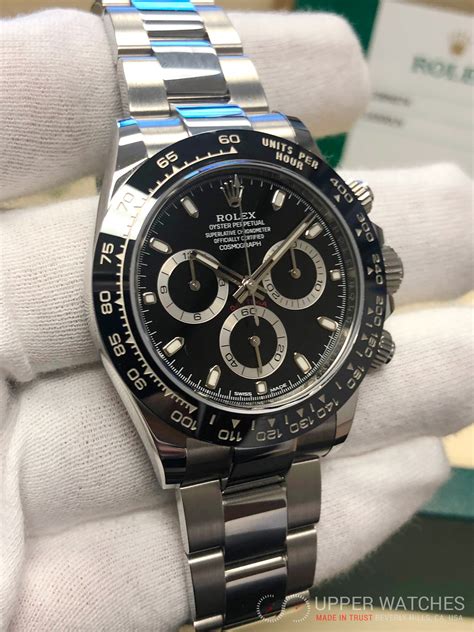 rolex daytona stainless steel watch black dial|116500 Rolex.